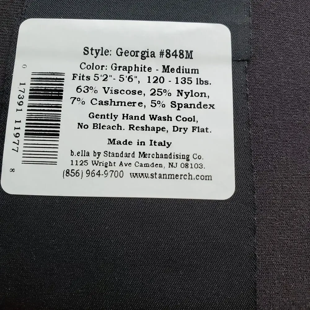 Cashmere Blend Tights Graphite Gray MEDIUM B.ella Georgia NWT Italy Viscose Luxe